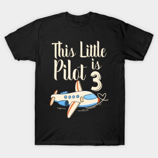 3 Year Old Boy Girl Airplane Pilot 3Rd Birthday Party T-Shirt